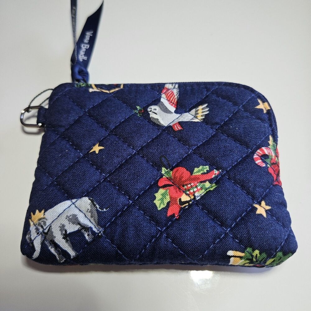 Vera Bradley "Snow Globe Motifs" Zip Coin Purse NWT Navy Blue Multicolored